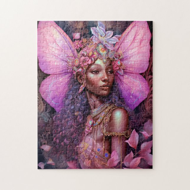 Snygg svart Fairy Girl Fantasy Art Pussel (Vertikal)
