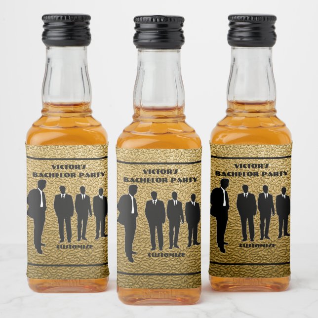 Snygg Svart & Guld Svärmannafest Spritflaskor Etikett (Flaskor)