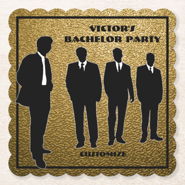 Snygg Svart & Guld Svärtningsparty Underlägg Papper (Framsida)