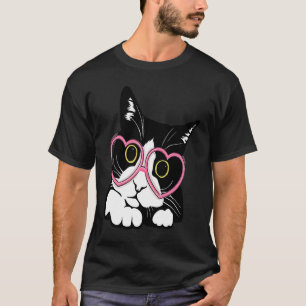Snygg svart katt kattunge röda hjärta glasögon Gla T Shirt