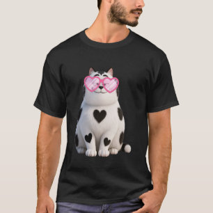 Snygg svart katt kattunge röda hjärta glasögon Hap T Shirt