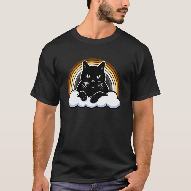 Snygg svart kattbjörnpride regnbåge rolig attityd t shirt (Framsida)
