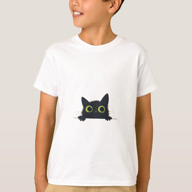 Snygg svart kattdesign t shirt (Framsida)