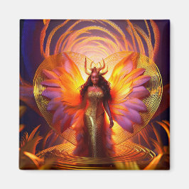 Snygg svart kvinna Guld Dress Heart-bakgrund Magnet