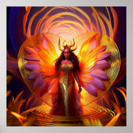 Snygg svart kvinna Guld Dress Heart-bakgrund Poster