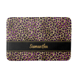 Snygg svart lila guld leopardtryck personlig badrumsmatta