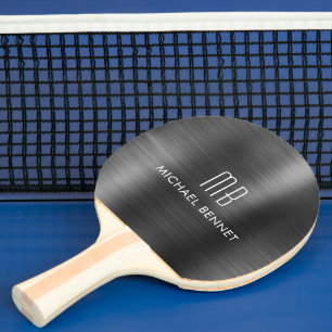 Snygg svart metallisk monogramnamn pingisracket