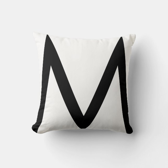 Snygg svart monogram på vit kastkudde kudde (Framsida)