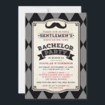 Snygg svart och grå argyle möhippa inbjudningar<br><div class="desc">En stilig möhippa inbjudan med en argyle bakgrund,  en trendig mustasch och orden "VÄNLIGEN DELTA I EN HERRNATT PÅ STAN MÖHIPPA FÖR" stilfullt typsatt. Lätt att anpassa med evenemangsinformation.</div>