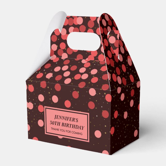 Snygg svart och röd konfettitack för present presentaskar (Framsidan Sidan)