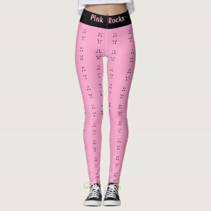Snygg svart och rosa abstrakt mönster leggings