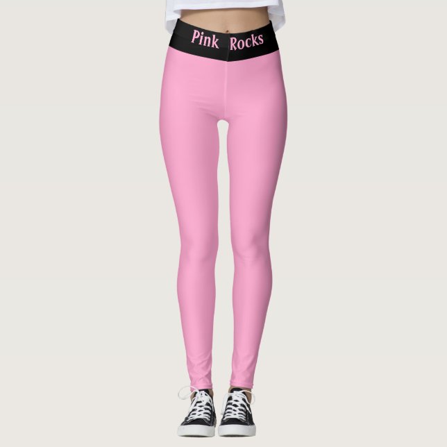 Snygg svart och rosa abstrakt mönster leggings (Framsida)