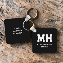 Snygg svart och vit modern monogram Bästa pappa nå Nyckelring