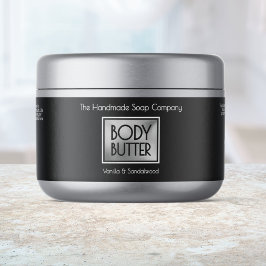 Snygg svart, silver, vit body butterburkettikett vattenflaska etikett