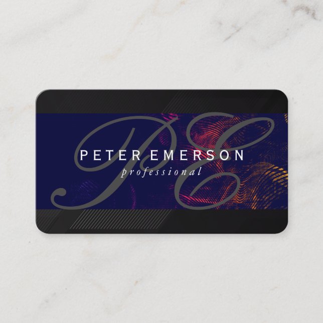 Snygg svart textur med monogram visitkort (Framsida)