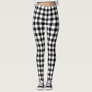 Snygg svart-vit gingham-ruta leggings