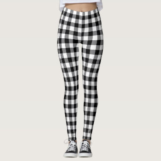 Snygg svart-vit gingham-ruta leggings