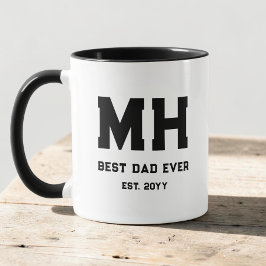 Snygg svart-vit modern monogram Bästa pappa någons Mugg
