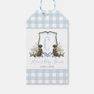Snygg sydstatsblå pojke hund baby shower presentta presentetikett