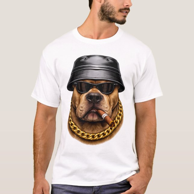 Snygg T-shirt med Hund – Urban Design (Framsida)