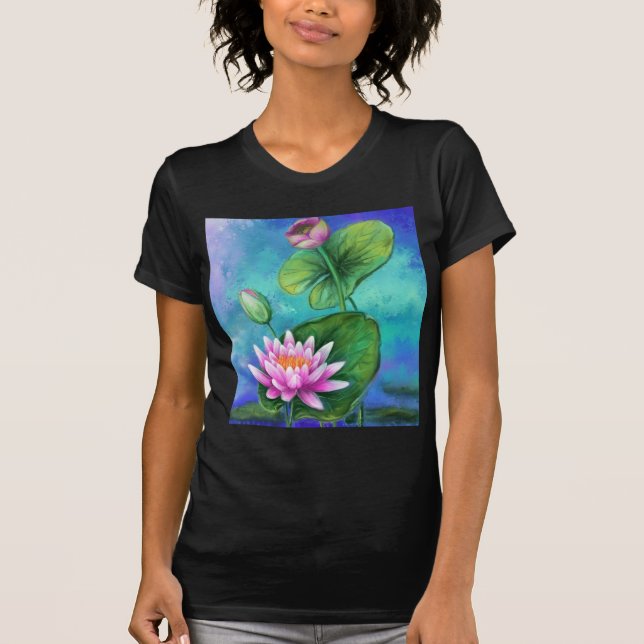 Snygg T-Shirt Rosa Vatten Lily (Framsida)