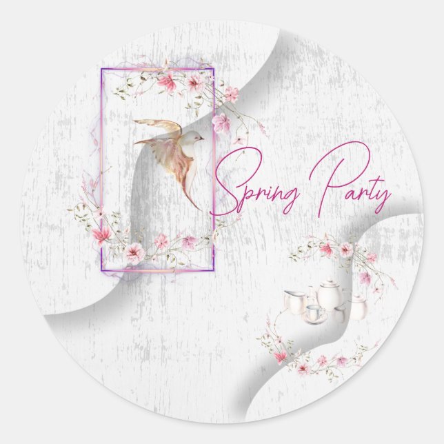 Snygg te party runt klistermärke (Framsida)