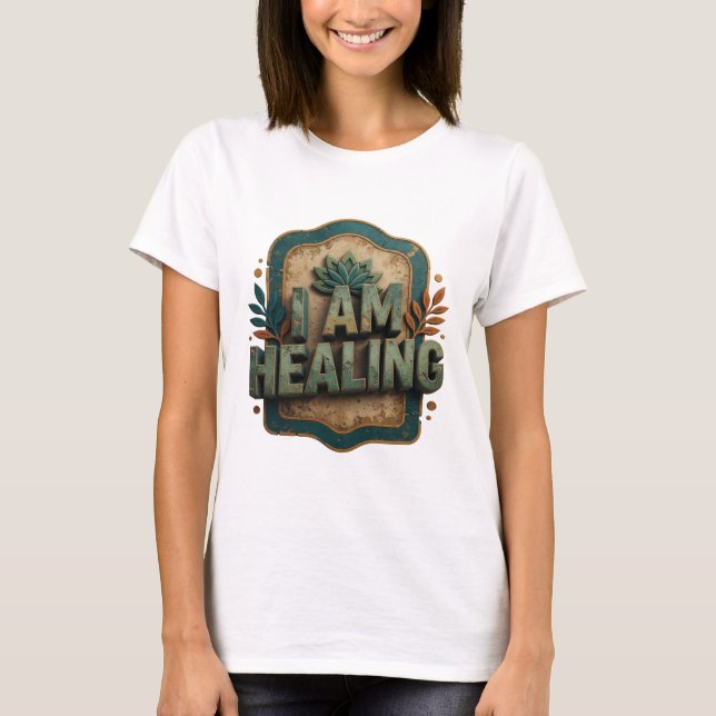 Snygg Teal I AM HEALING Anpassad Tee (Framsida)