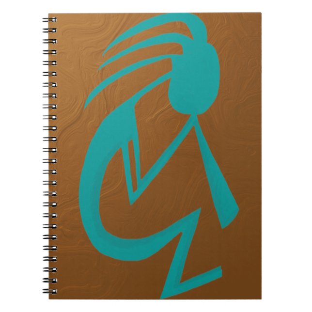 Snygg Teal Kokopelli Painting Anteckningsbok (Framsidan)