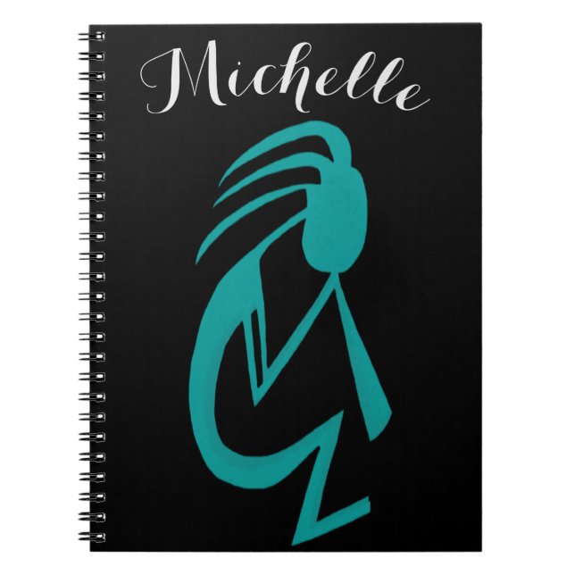 Snygg Teal Kokopelli Painting Anteckningsbok (Framsidan)