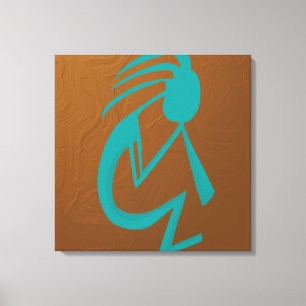 Snygg Teal Kokopelli Painting Canvastryck
