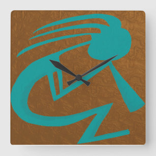 Snygg Teal Kokopelli Painting Fyrkantig Klocka