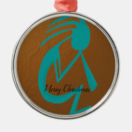 Snygg Teal Kokopelli Painting Julgransprydnad Metall