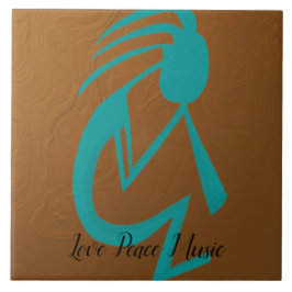 Snygg Teal Kokopelli Painting Kakelplatta
