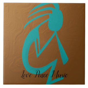 Snygg Teal Kokopelli Painting Kakelplatta