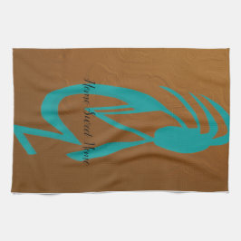 Snygg Teal Kokopelli Painting Kökshandduk