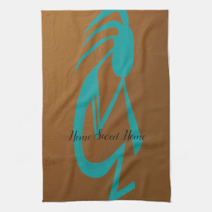 Snygg Teal Kokopelli Painting Kökshandduk