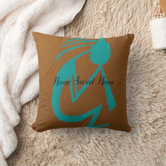 Snygg Teal Kokopelli Painting Kudde (Filt)