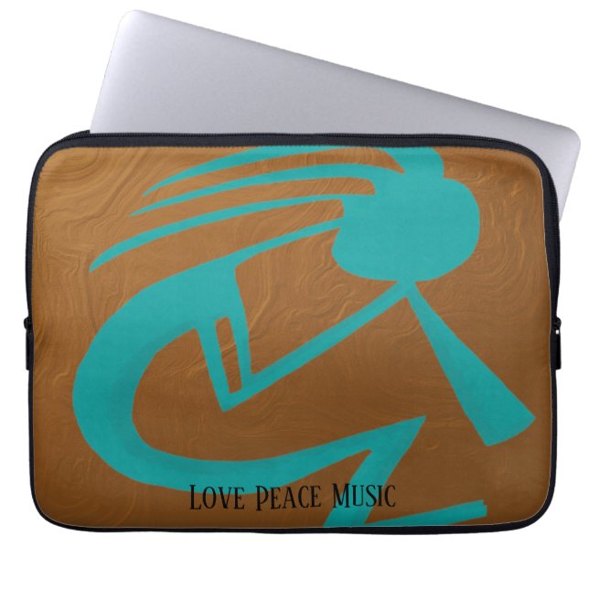 Snygg Teal Kokopelli Painting Laptop Fodral (Framsidan)