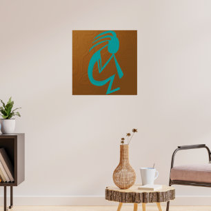 Snygg Teal Kokopelli Painting Poster