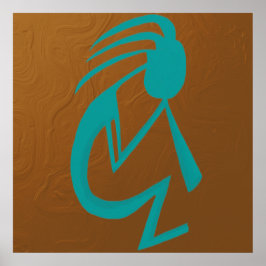 Snygg Teal Kokopelli Painting Poster