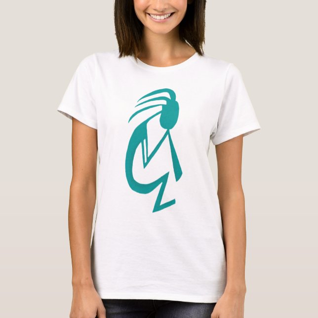 Snygg Teal Kokopelli Painting T Shirt (Framsida)