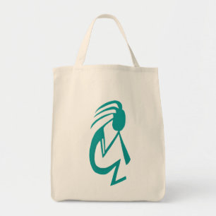 Snygg Teal Kokopelli Painting Tygkasse
