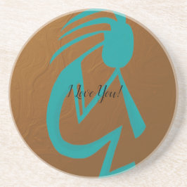 Snygg Teal Kokopelli Painting Underlägg