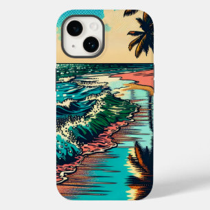 Snygg Tecknad Pap Art Stil Beach Scene