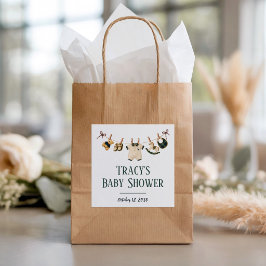 Snygg Teddybjörn Baby Shower Fyrkantigt Klistermärke