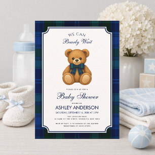 Snygg Teddybjörn Baby Shower Nappt Inte Rutat Inbjudningar