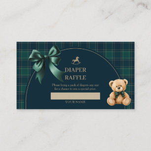 Snygg Teddybjörn Grön Rutig Blöjlotteriinsats Tilläggskort