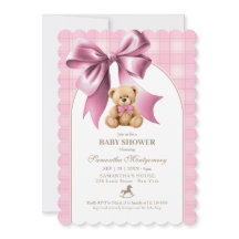 Snygg Teddybjörn Rosa Rutig Flickbabyfirande