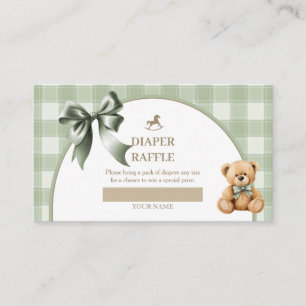 Snygg Teddybjörn Sagegrön Plaid Blöja Lotteri Tilläggskort