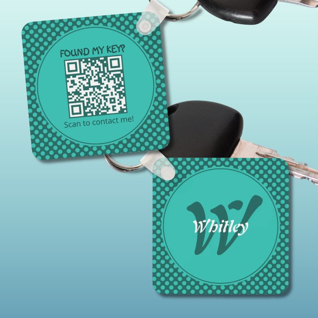 Snygg tema med prickar Smart dynamisk QR-kod Nyckelring (Chic Polka Dots Theme Smart Dynamic QR Code Keychain)